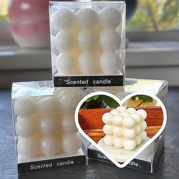 Lot of 3 | BNIB soy wax floral scented bubble cube candles - Picture 1 of 5